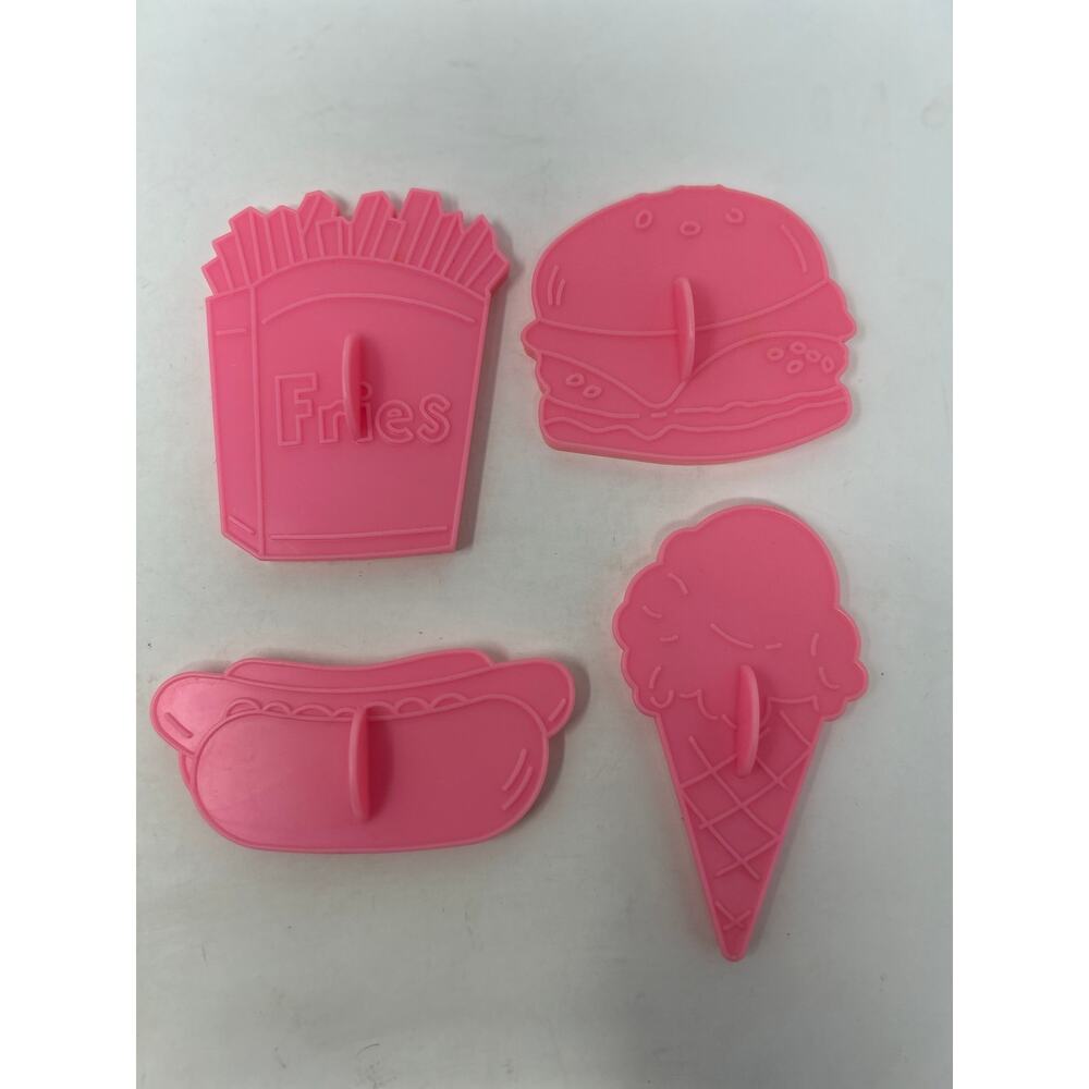 Wilton 1990 Pink Cookie‎ Cutter Hamburger French Fries Hot Dog Ice Cream Cone